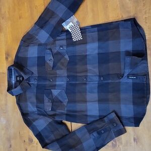 Vans Blue & Brown Plaid Button Down Shirt/NWT/ Tailored Fit Medium